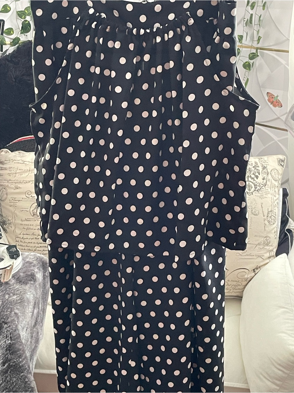 Polka Dot Black two piece outfit with White Dots